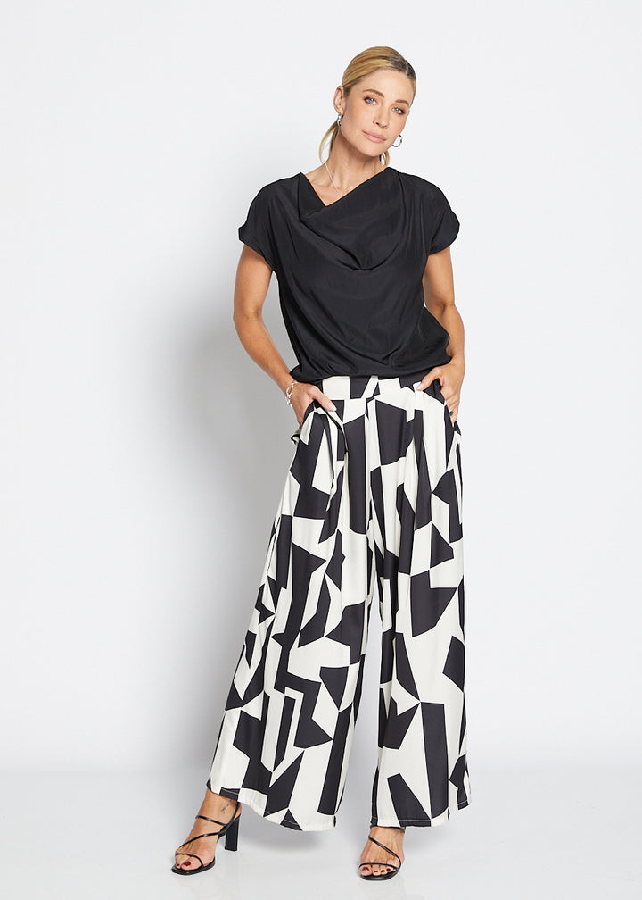 Philosophy Australia Zack Ruby satin wide leg pants in Glass, made in Australia