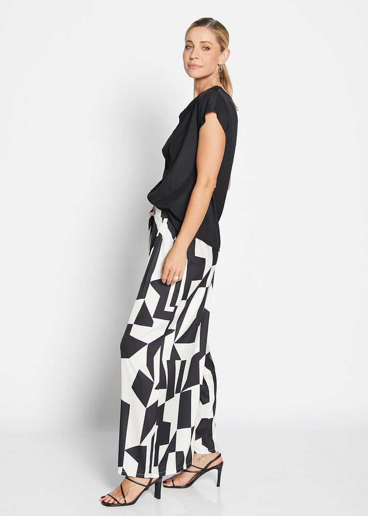 Philosophy Australia Zack Ruby satin wide leg pants in Glass, made in Australia