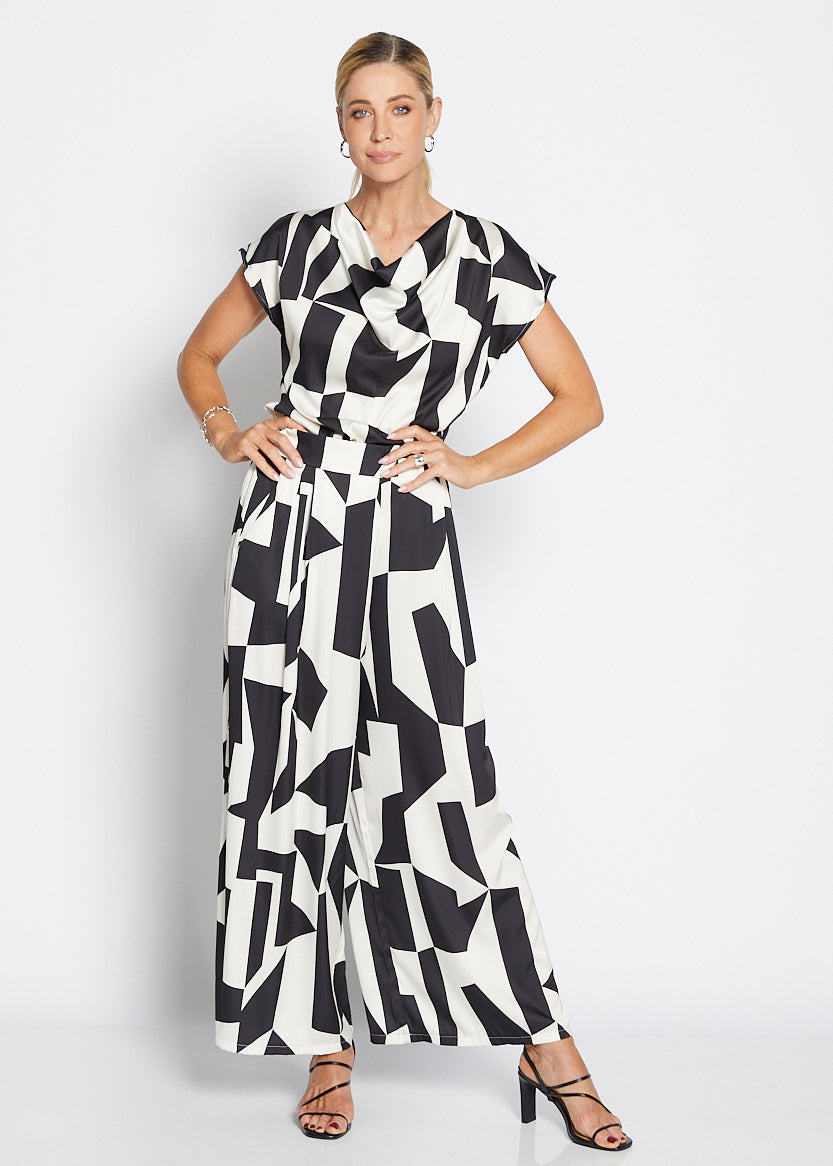 Philosophy Australia Zack Ruby satin wide leg pants in Glass, made in Australia