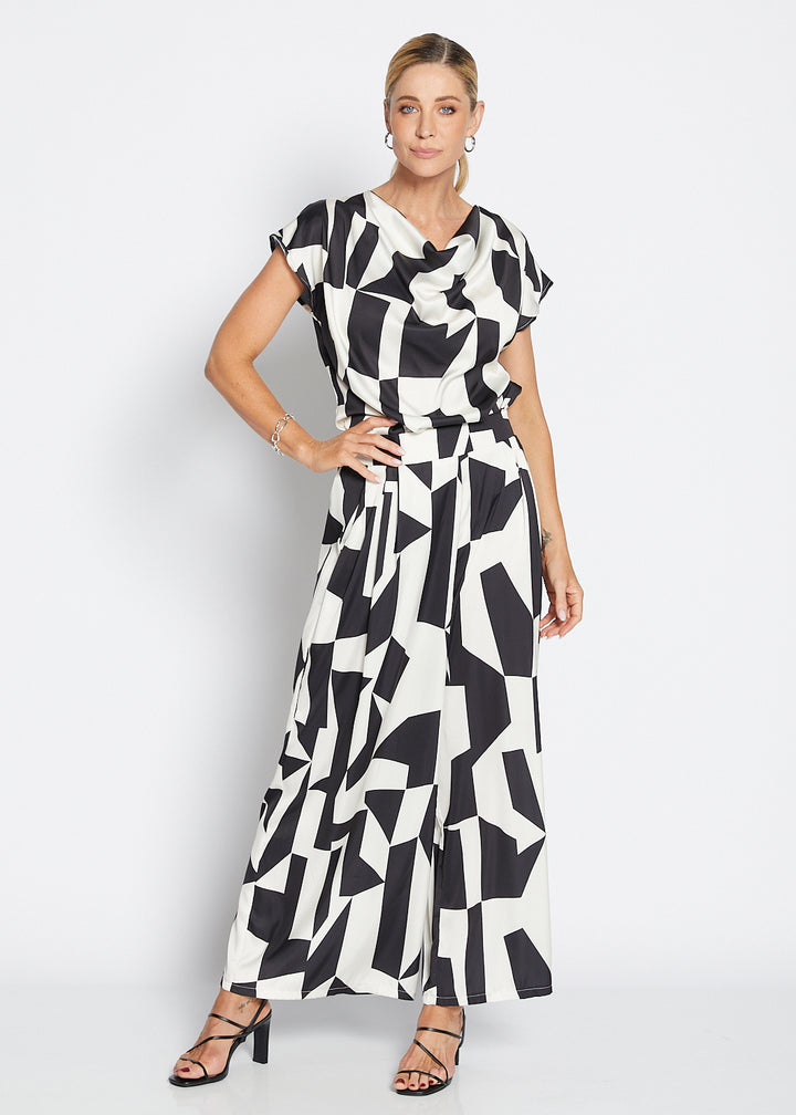Philosophy Australia Zack Ruby satin wide leg pants in Glass, made in Australia