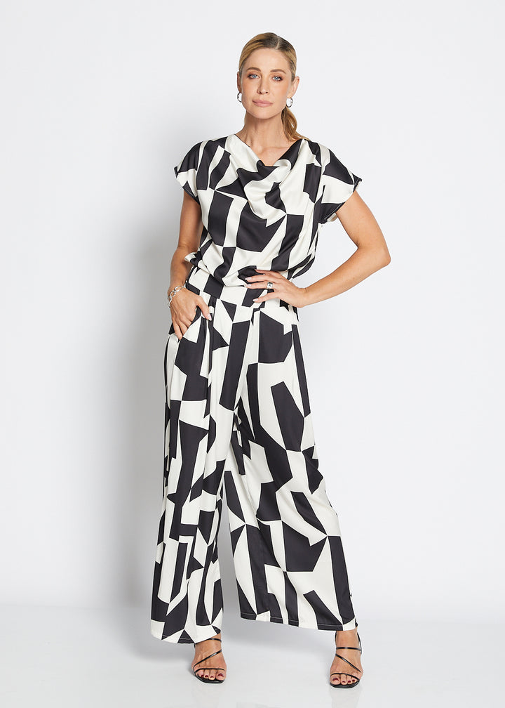 Philosophy Australia Zack Ruby satin wide leg pants in Glass, made in Australia