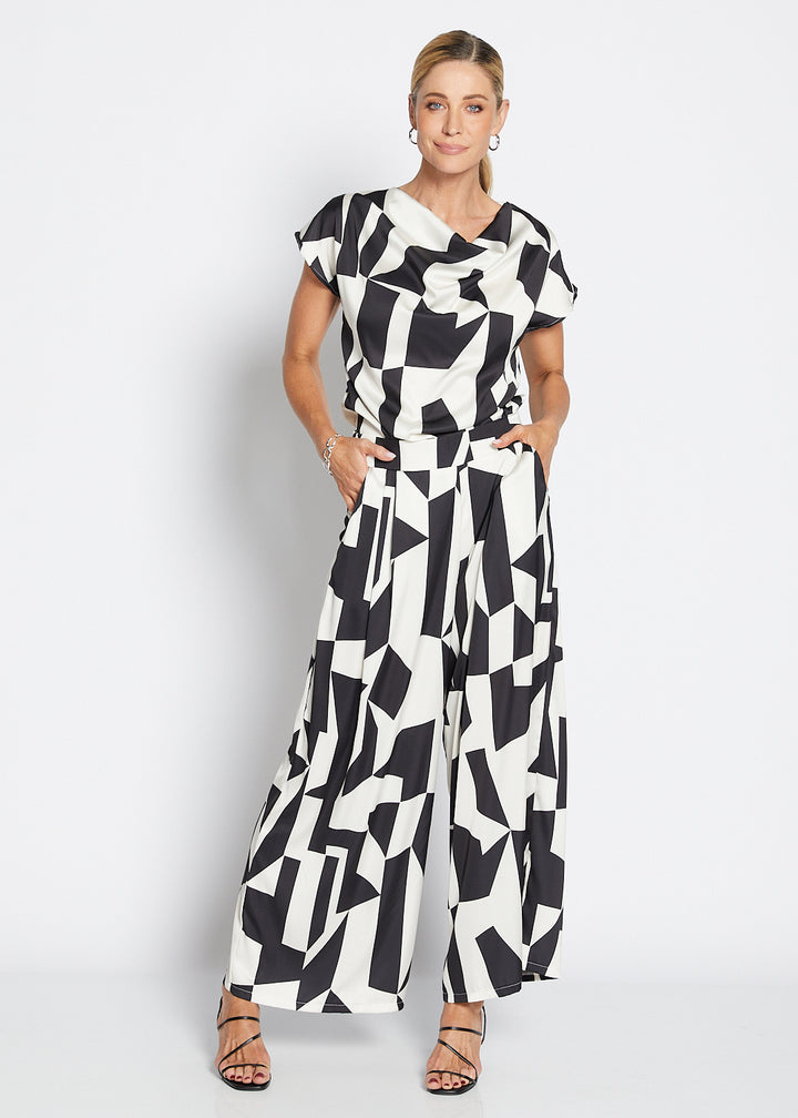 Philosophy Australia Zack Ruby satin wide leg pants in Glass, made in Australia