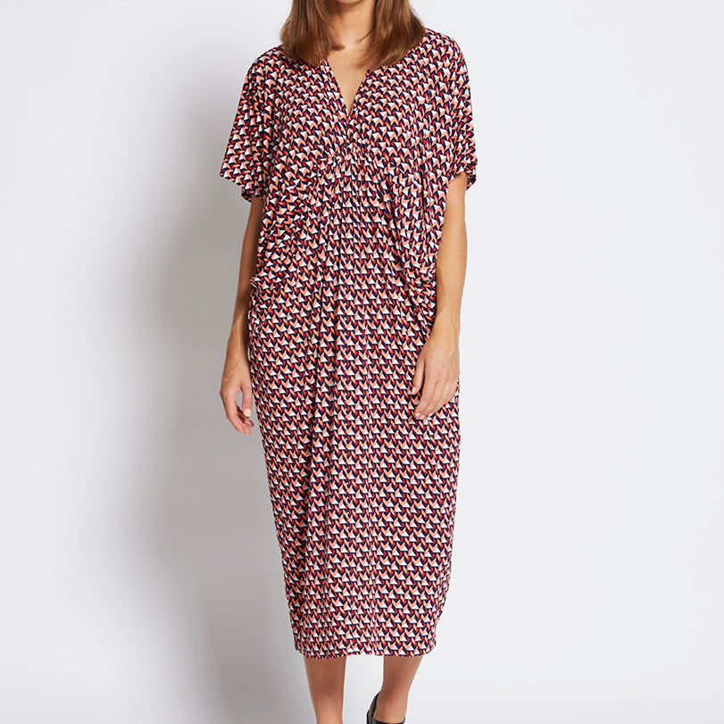 Jagger slinky jersey gathered maxi dress in Graphic
