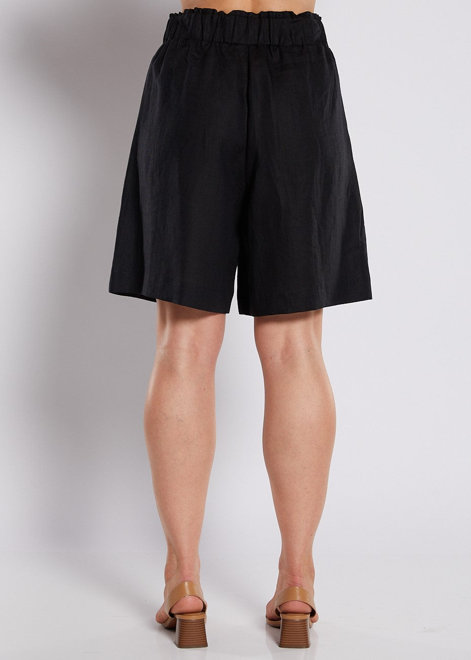 100% Luxe Linen Short with Pockets in Black