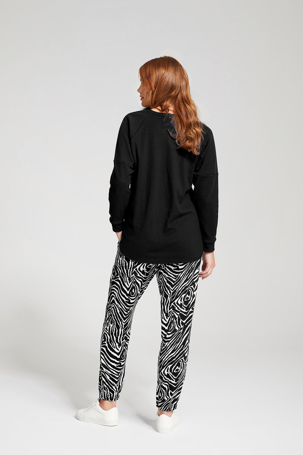 Philosophy Australia Rawson waffle raglan pullover in black, made in Australia