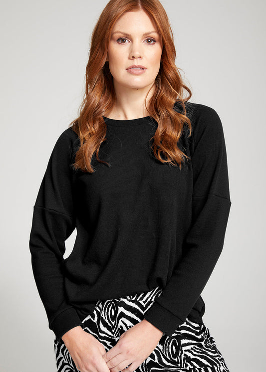 Philosophy Australia Rawson waffle raglan pullover in black, made in Australia