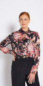 Philosophy Australia Hill Satin Shirt in Ruby Flower Print, made in Australia