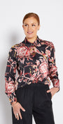 Philosophy Australia Hill Satin Shirt in Ruby Flower Print, made in Australia