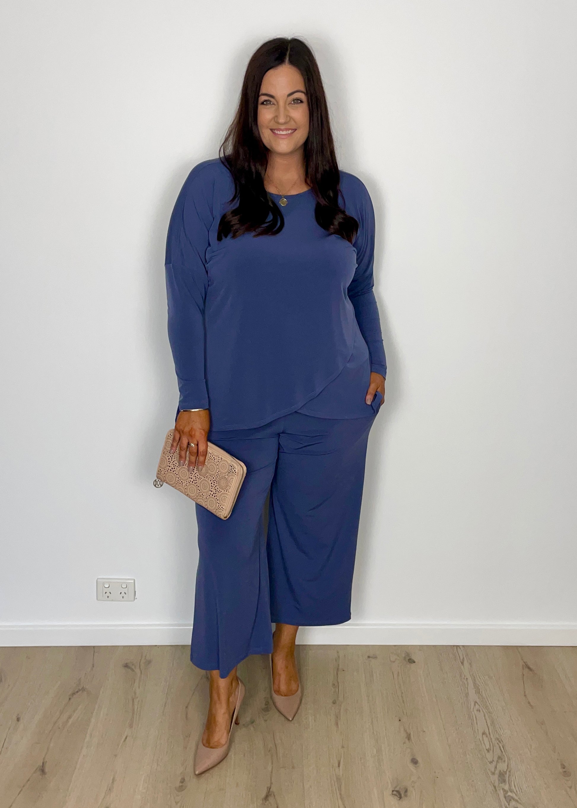 Curve Foundation slinky jersey petal hem tunic in French blue