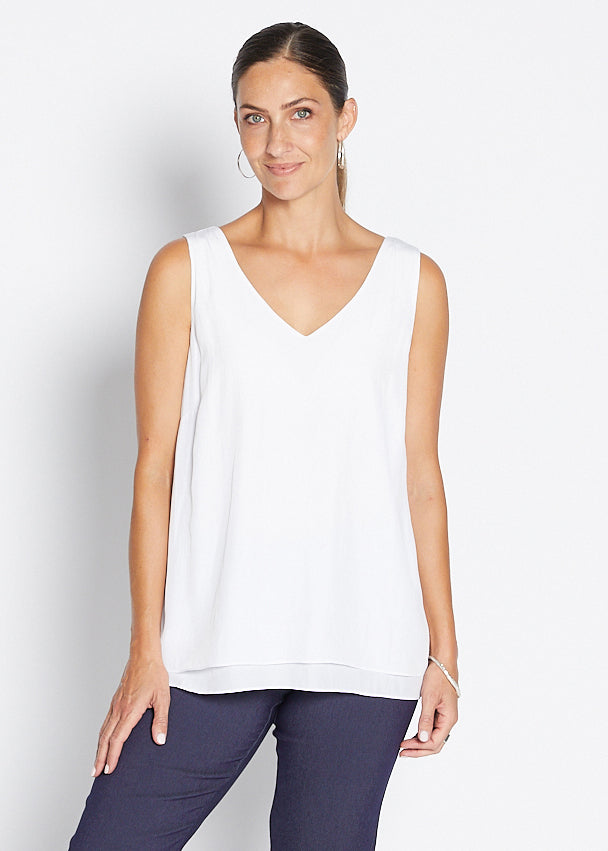 Darty Lustre layered tank in White