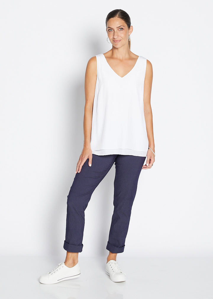 Switch super stretch Bengaline 7/8 cuff slim pant in Indigo