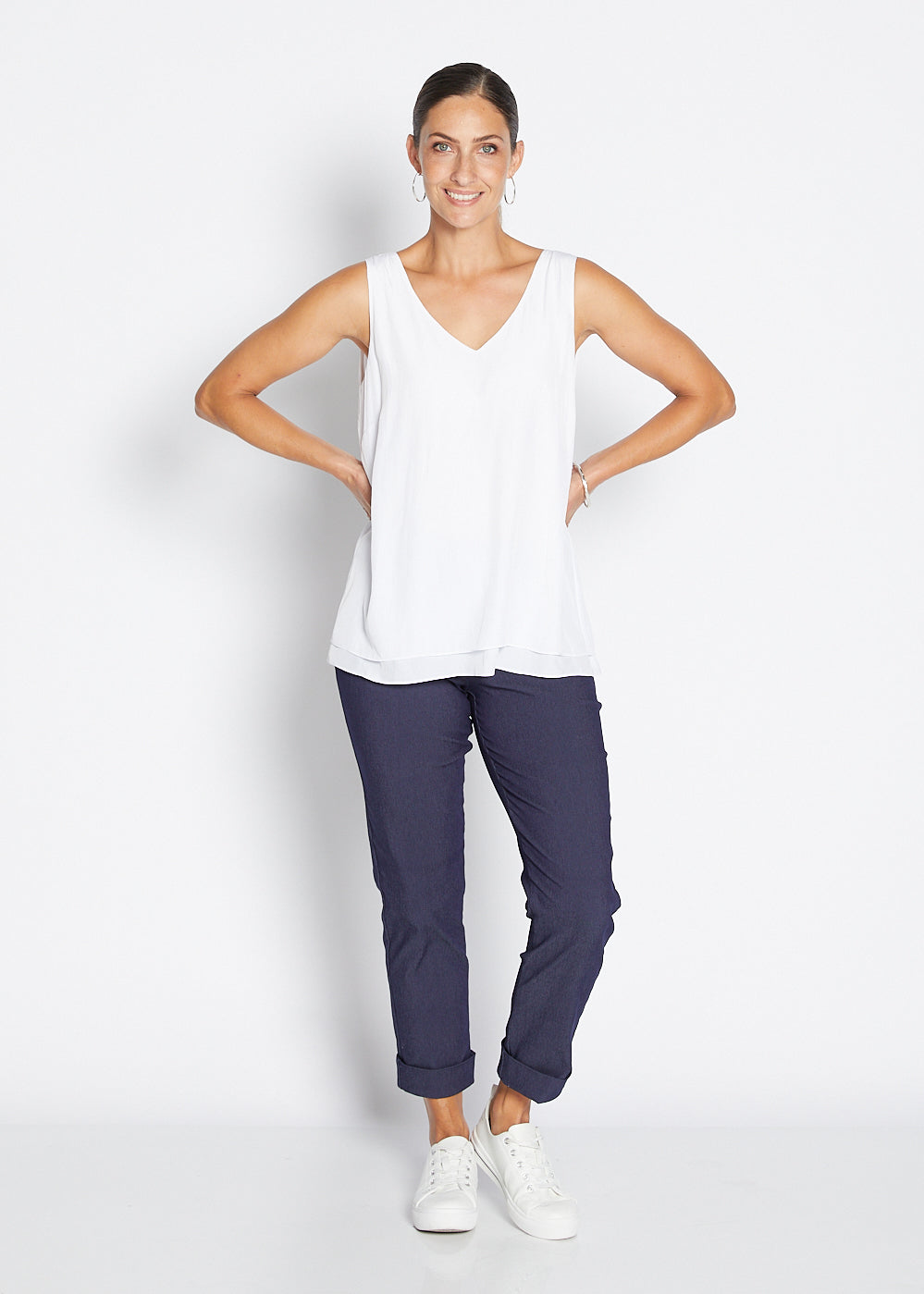 Switch super stretch Bengaline 7/8 cuff slim pant in Indigo