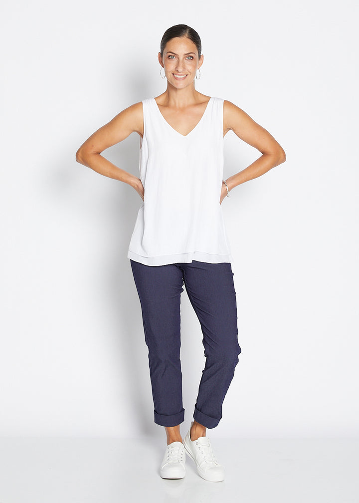 Switch super stretch Bengaline 7/8 cuff slim pant in Indigo