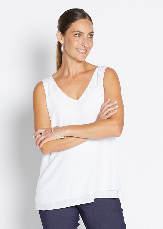 Darty Lustre layered tank in White