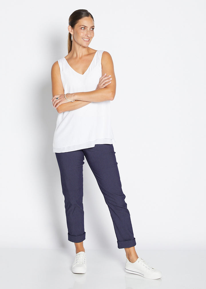 Switch super stretch Bengaline 7/8 cuff slim pant in Indigo