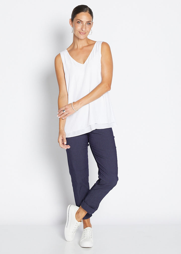 Switch super stretch Bengaline 7/8 cuff slim pant in Indigo