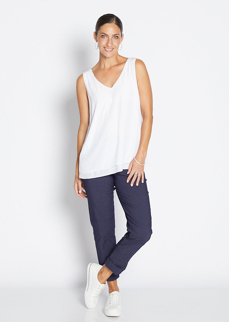 Switch super stretch Bengaline 7/8 cuff slim pant in Indigo