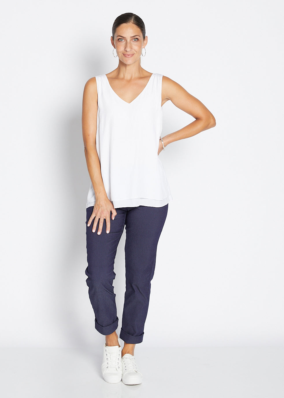 Switch super stretch Bengaline 7/8 cuff slim pant in Indigo