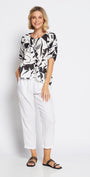 Philosophy Australia Jessica Linen Top in Black Jungle Print