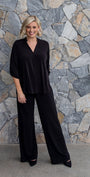 Kafton Foundation Jersey Women's tunic with Nehru neckline in black.