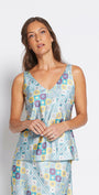 Philosophy Australia Keeley Satin Tank Top in Lemoncello Print
