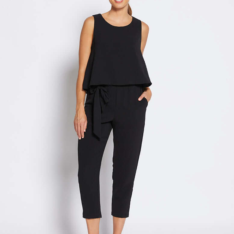 Philosophy Australia Women's Kenzie Resort Tapered-Leg Black Pants with Belt - Made in Australia