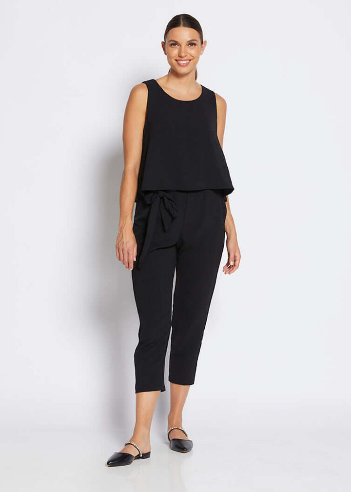 Philosophy Australia Women's Kenzie Resort Tapered-Leg Black Pants with Belt - Made in Australia