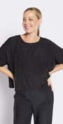 Keya Lustre technical layered top in black, slow fashion made in Australia by Philosophy Australia