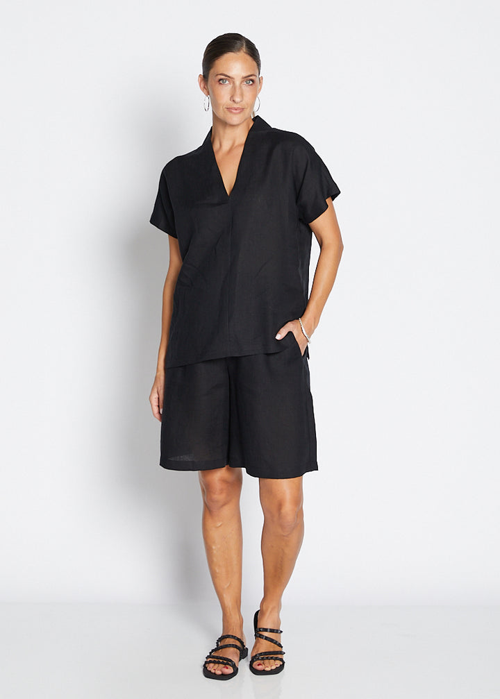 Princess Havana luxe linen top in black