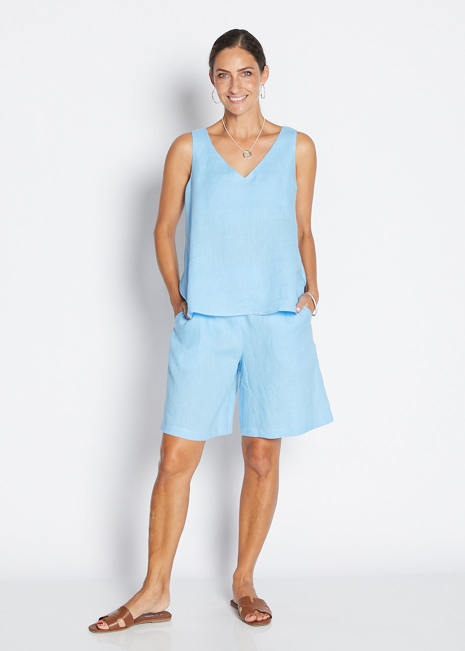Arconia Havana luxe linen short in blue