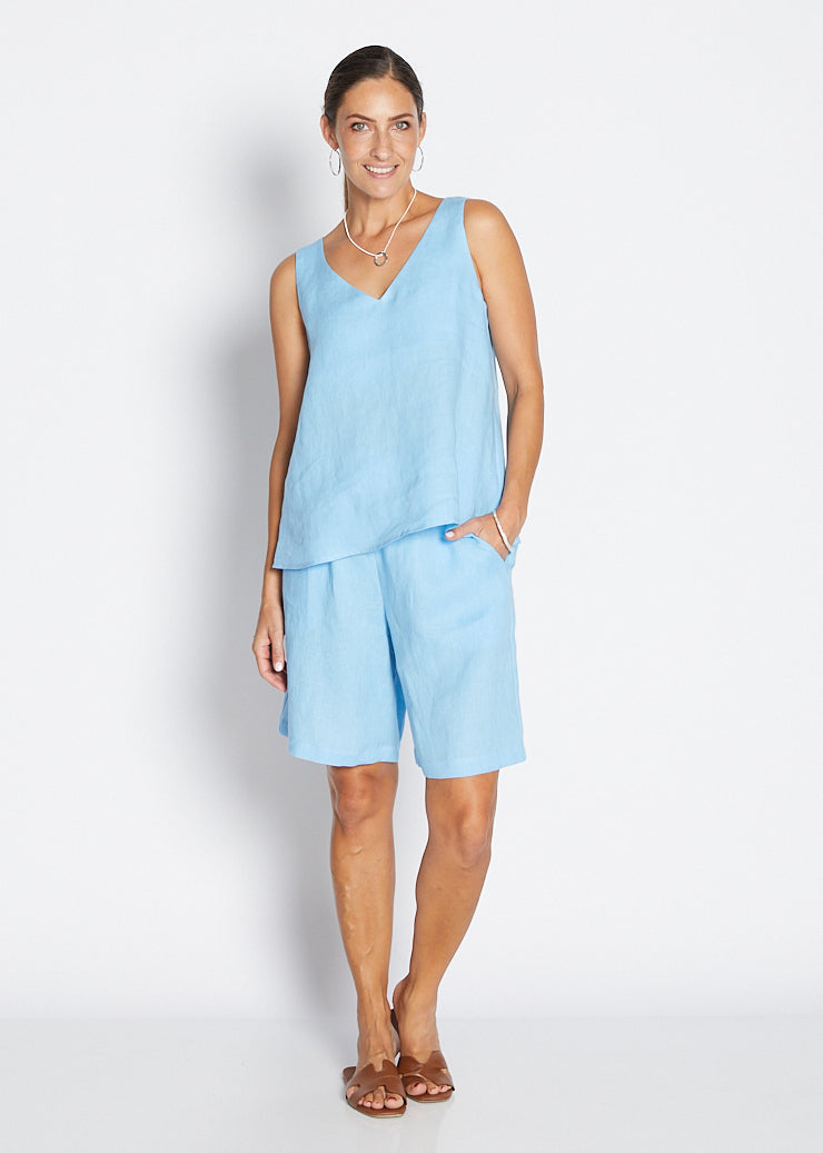 Arconia Havana luxe linen short in blue