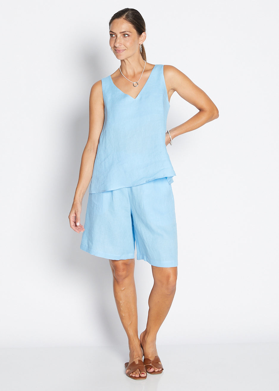 Arconia Havana luxe linen short in blue