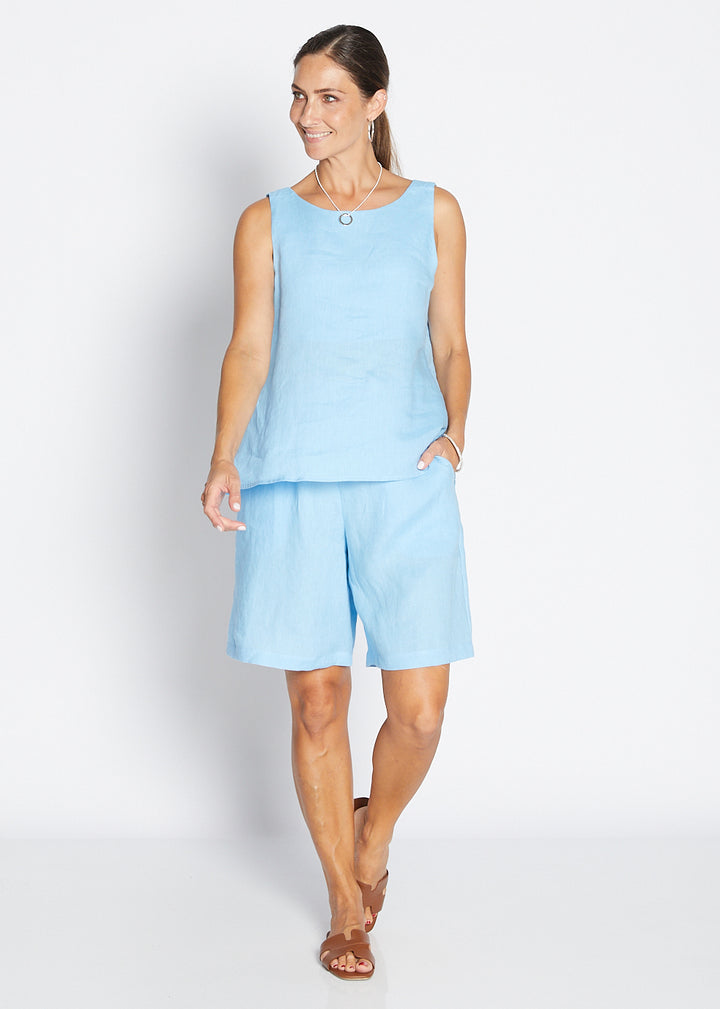 Arconia Havana luxe linen short in blue
