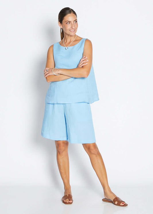 Gail Havana luxe linen reversible tank in blue