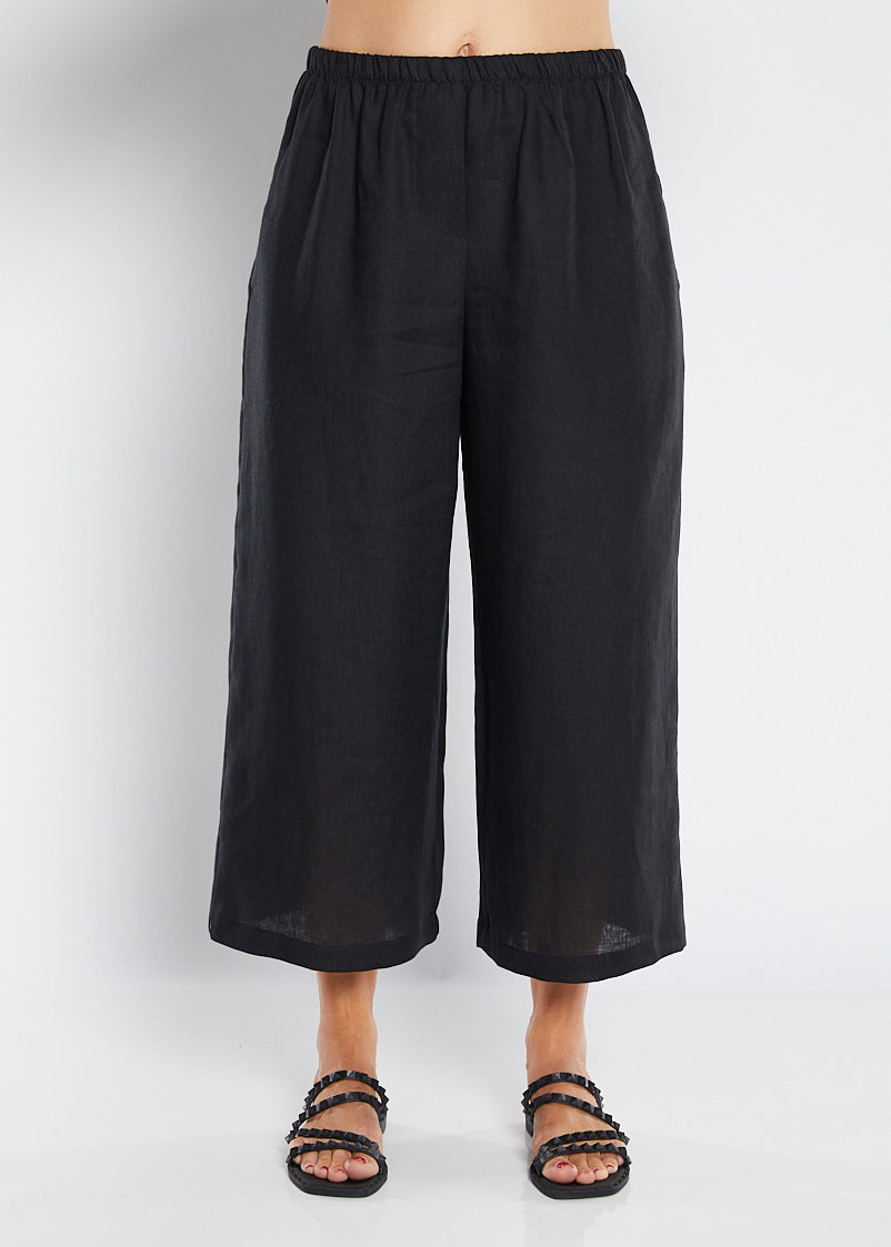 Zeze Havana luxe linen crop pant in black