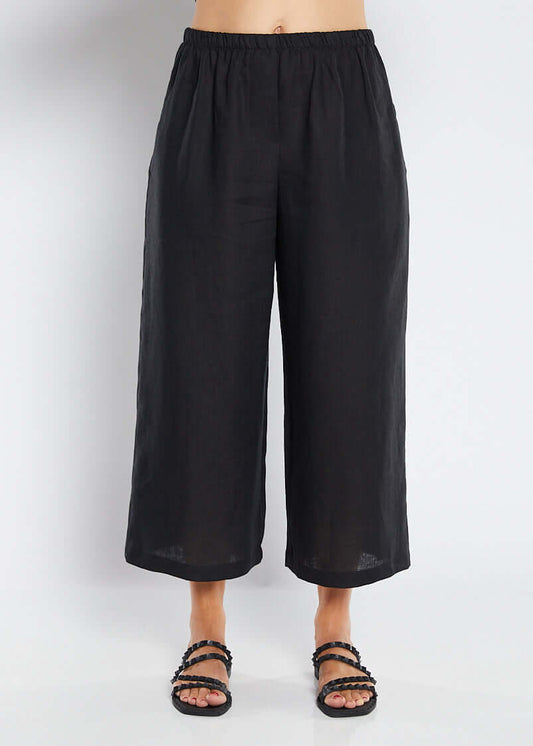 Zeze Havana luxe linen crop pant in black