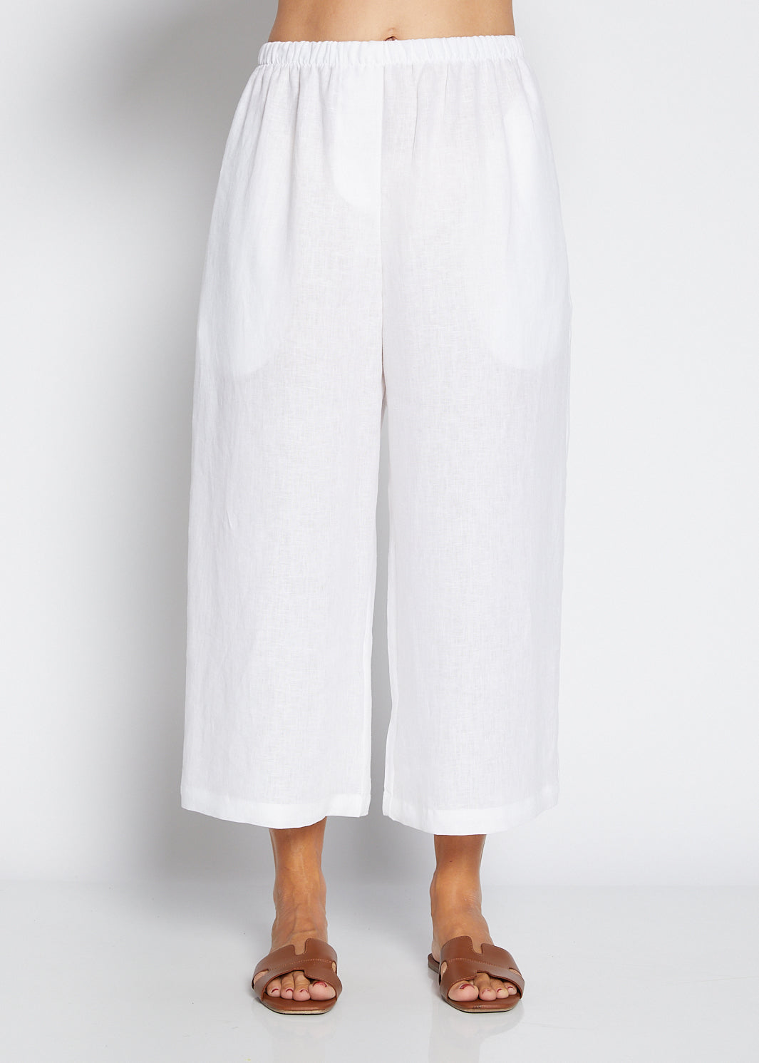 Zeze Havana luxe linen crop pant in white