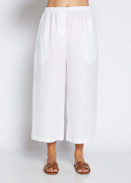 Zeze Havana luxe linen crop pant in white