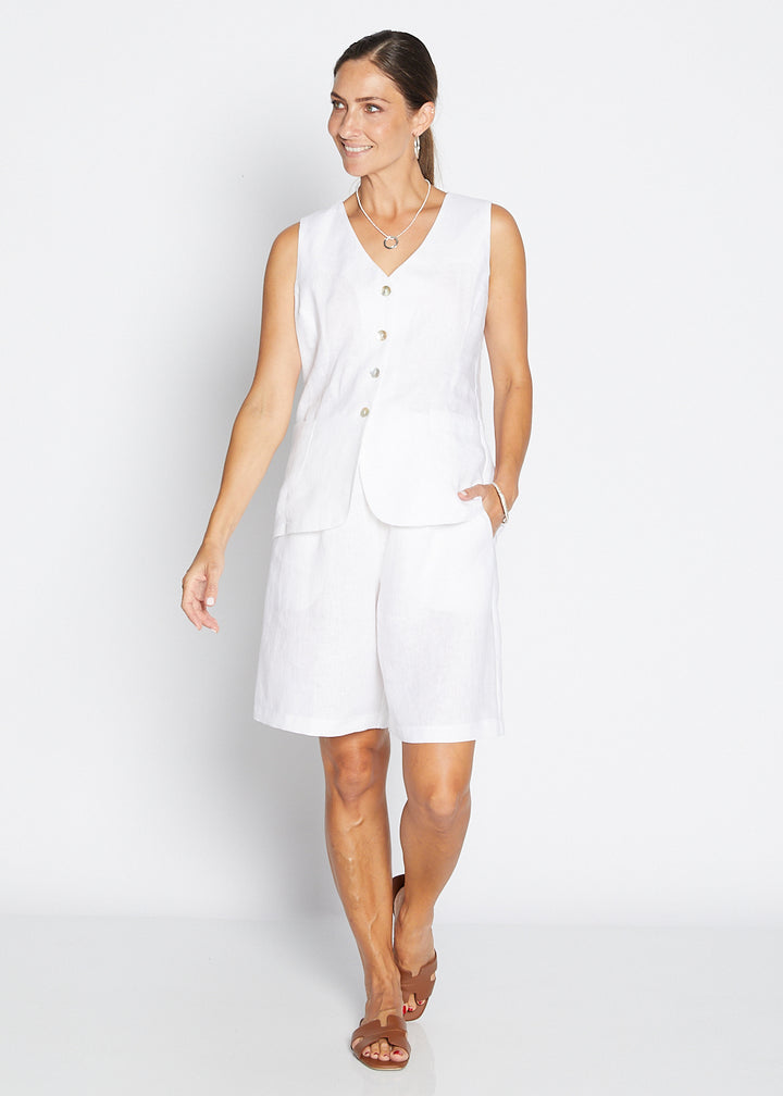 Arconia Havana luxe linen short in white