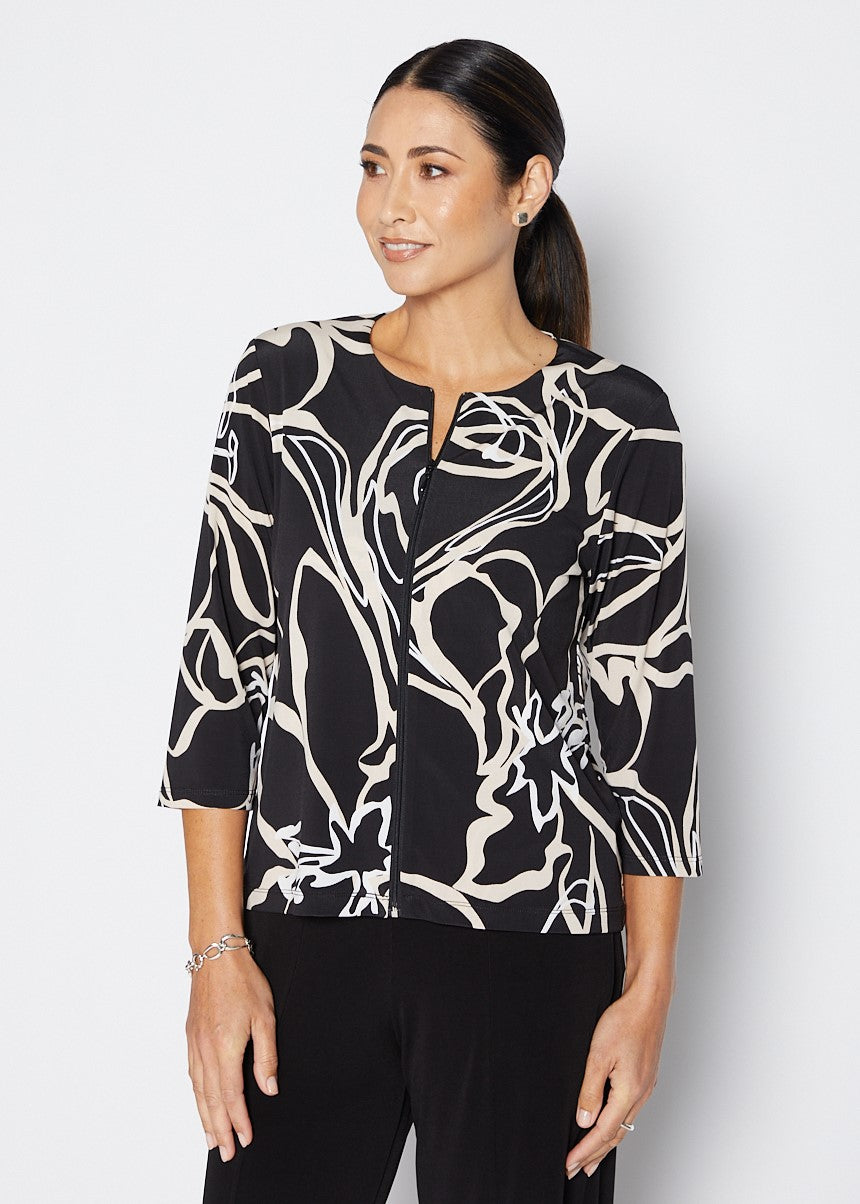 Comet slinky jersey zip top in Lotus