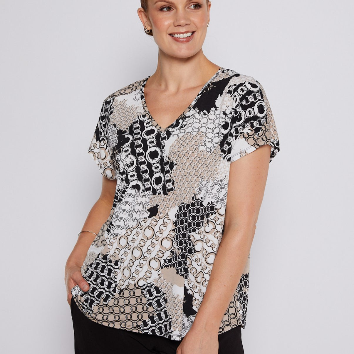 Jersey Reversible Tee Top in Lulu print
