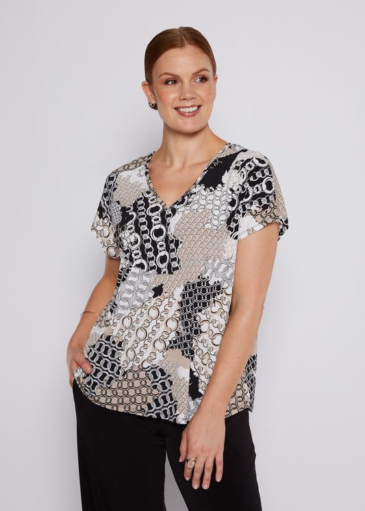 Jersey Reversible Tee Top in Lulu print