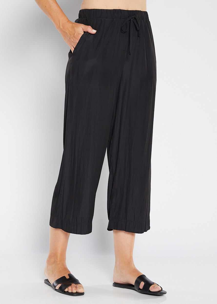 Barbe Lustre technical cropped drawstring pant in black