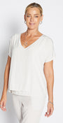 Philosophy Australia Dolly Lustre reversible layered top in stone, made in Australia