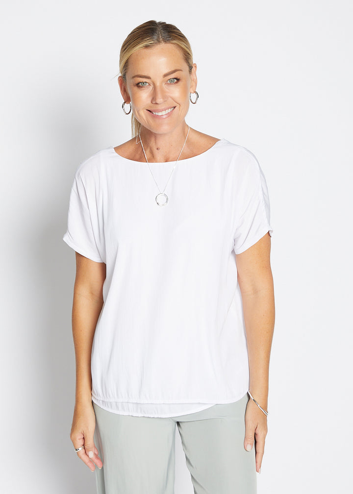 Dolly Lustre technical reversible layered top in white
