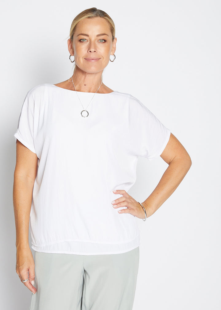 Dolly Lustre technical reversible layered top in white