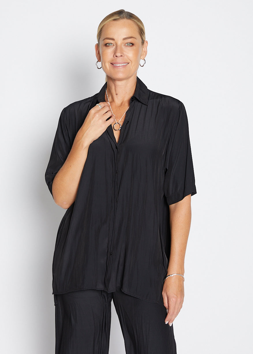 Falvey Lustre short sleeve shirt in black