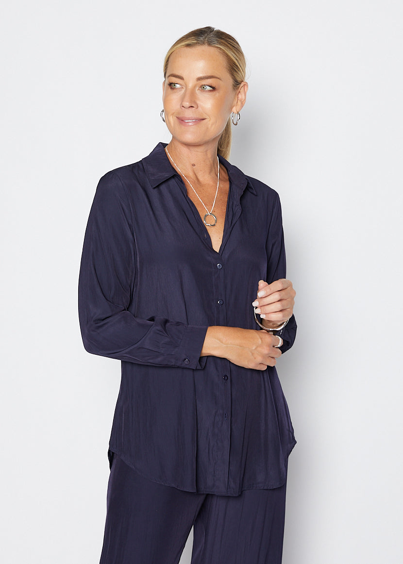 Greville Lustre technical shirt in navy