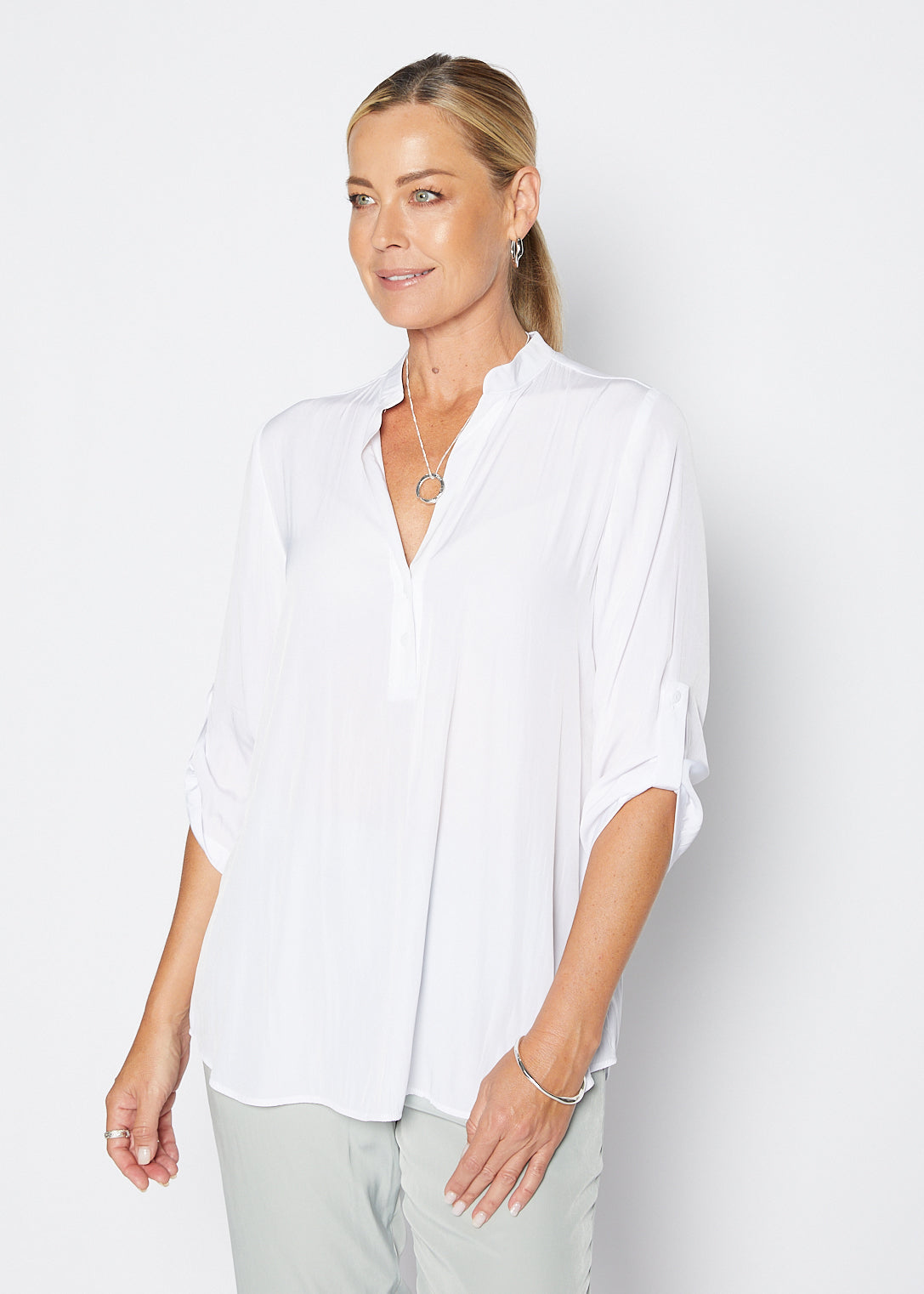 India Lustre technical tunic in white