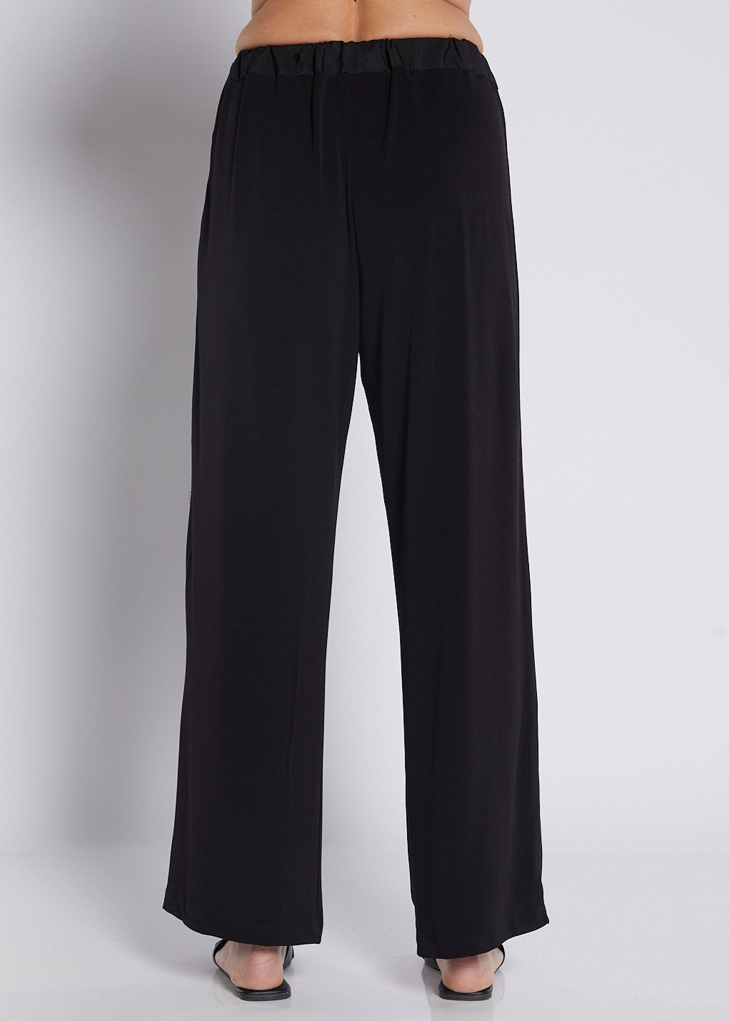 Jersey and Silky Spliced Relaxed Pant with Pockets in Black